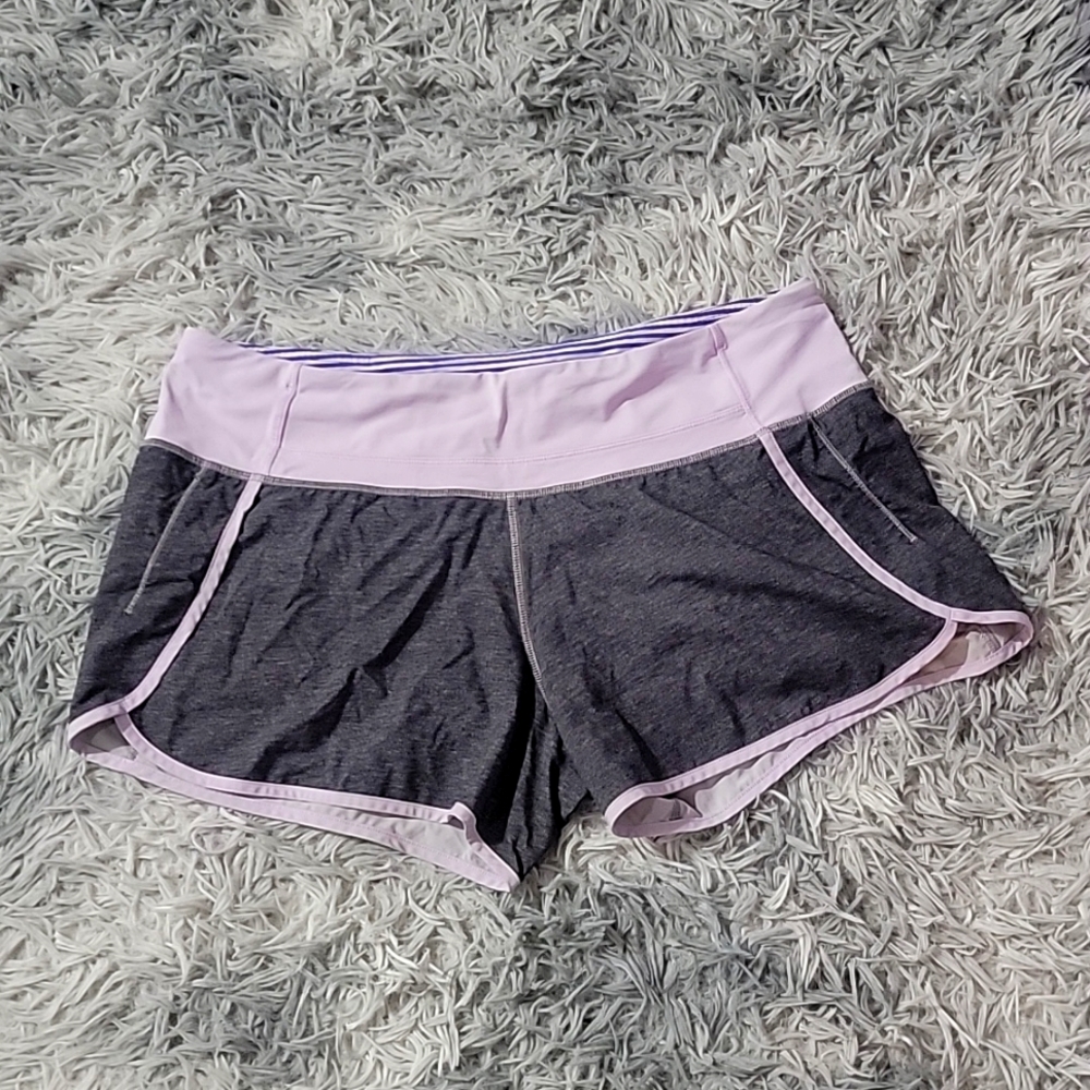 Lululemon Gray and Light Purple Athletic Shorts Size 10